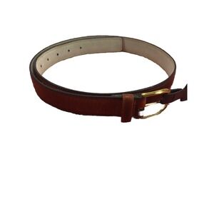 Western belt men 36 brown distressed crackle gold tone buckle full grain leather